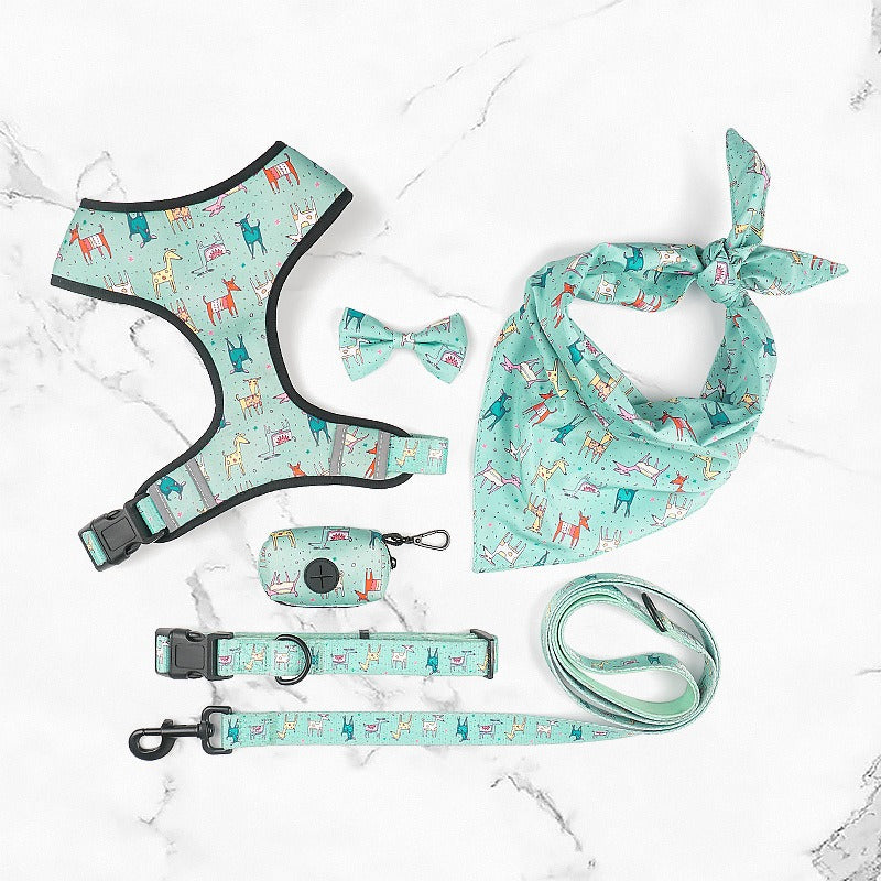 6-Piece Printed Dog Harness Set