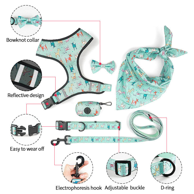 6-Piece Printed Dog Harness Set