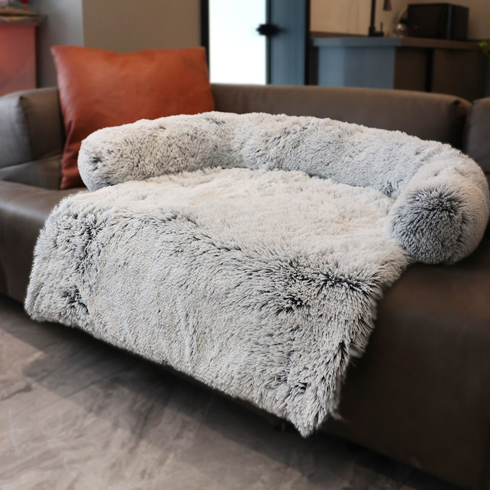 Plush Winter Dog Sofa Bed with Removable Cover Option