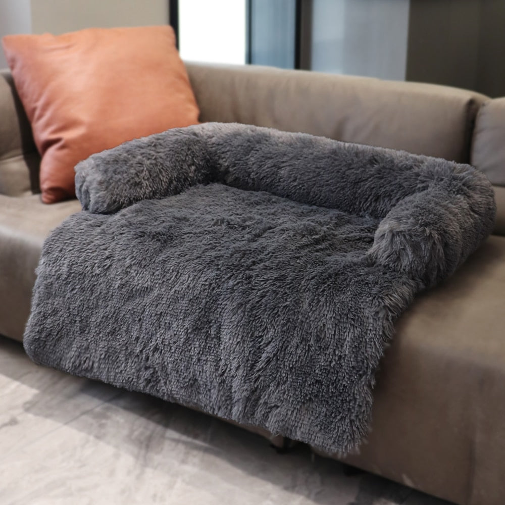 Plush Winter Dog Sofa Bed with Removable Cover Option