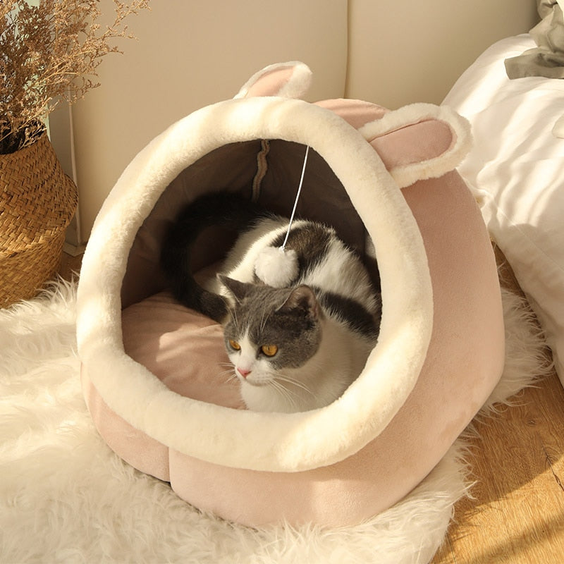 Cozy Warm Cat & Kitten Bed - Super Soft Lounging Cave