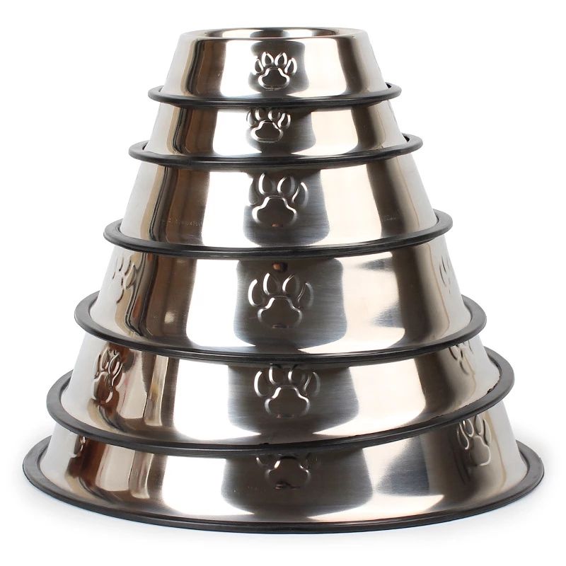 Non-Slip Stainless Steel Pet Bowls - 6 Durable Size Options