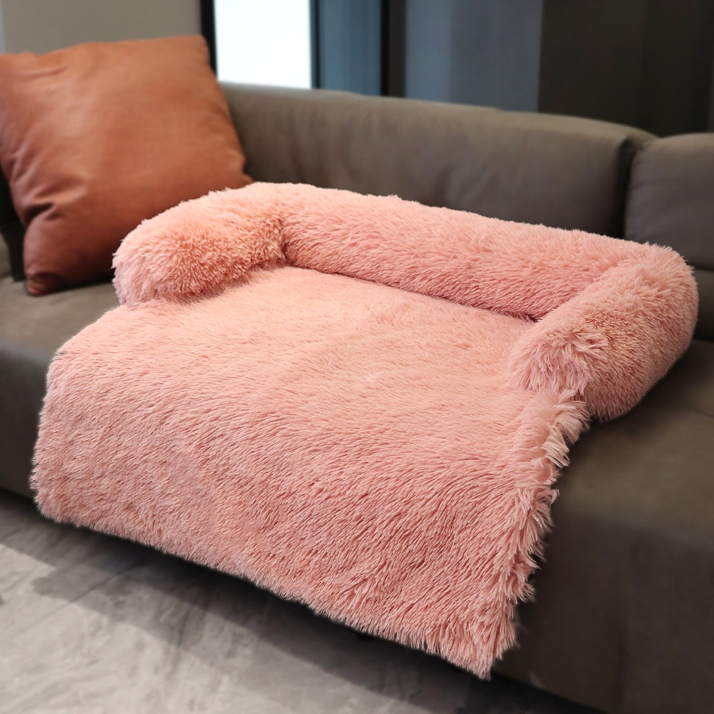 Plush Winter Dog Sofa Bed with Removable Cover Option