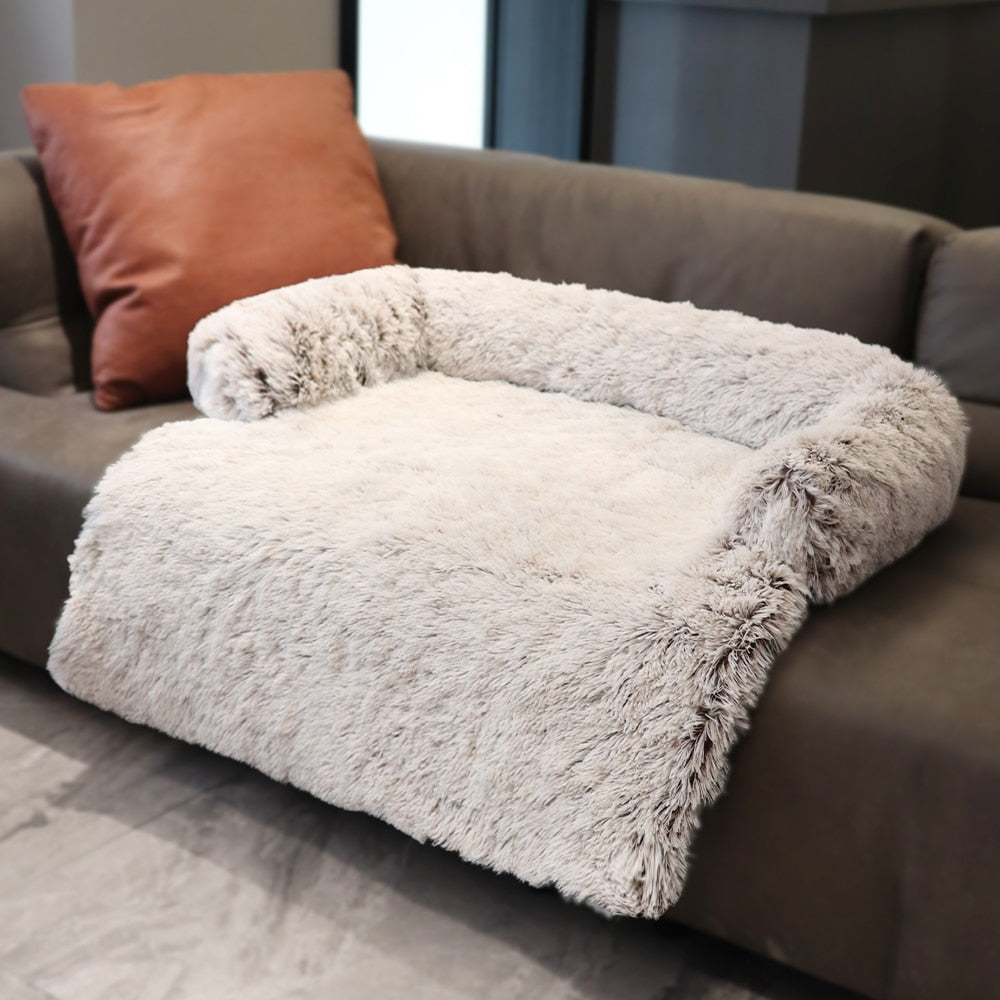 Plush Winter Dog Sofa Bed with Removable Cover Option