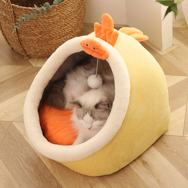 Cozy Warm Cat & Kitten Bed - Super Soft Lounging Cave