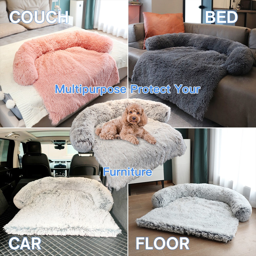 Plush Winter Dog Sofa Bed with Removable Cover Option