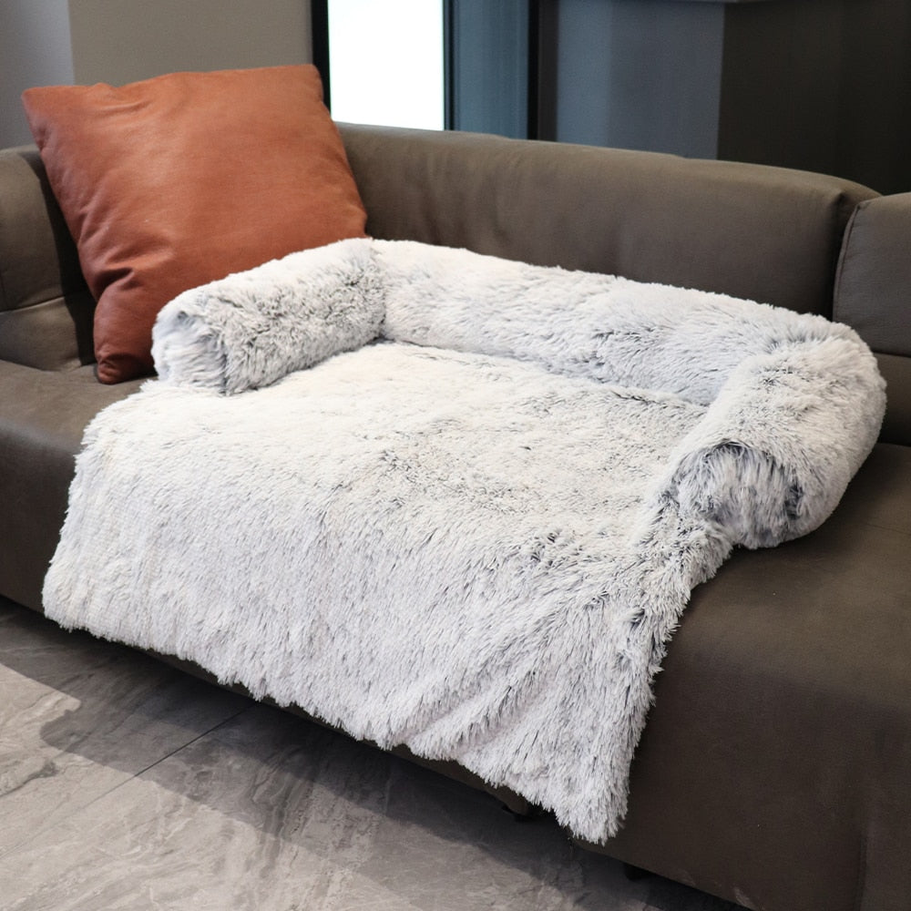 Plush Winter Dog Sofa Bed with Removable Cover Option