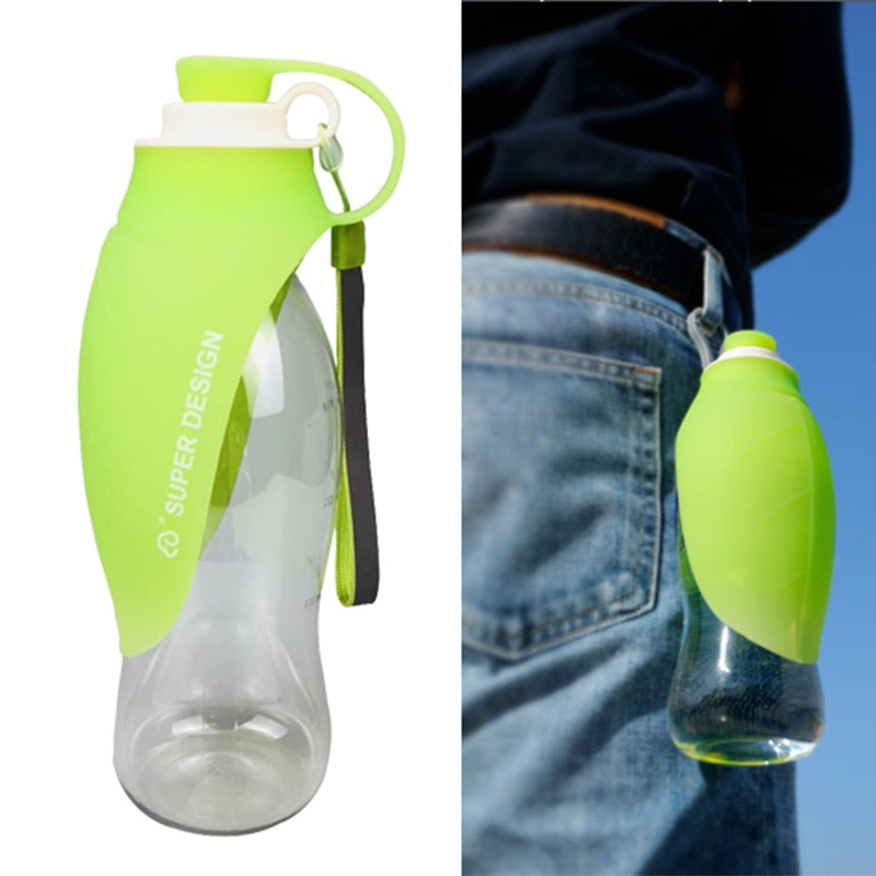 Leaf-Shaped Travel Water Bottle for Dogs & Cats - Portable 580ml Capacity