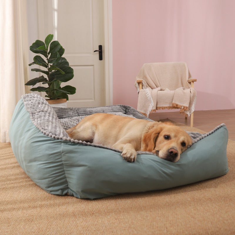 All-Season Plush Dog Bed – Warm Golden Fleece Cushion