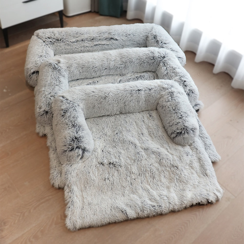 Plush Winter Dog Sofa Bed with Removable Cover Option