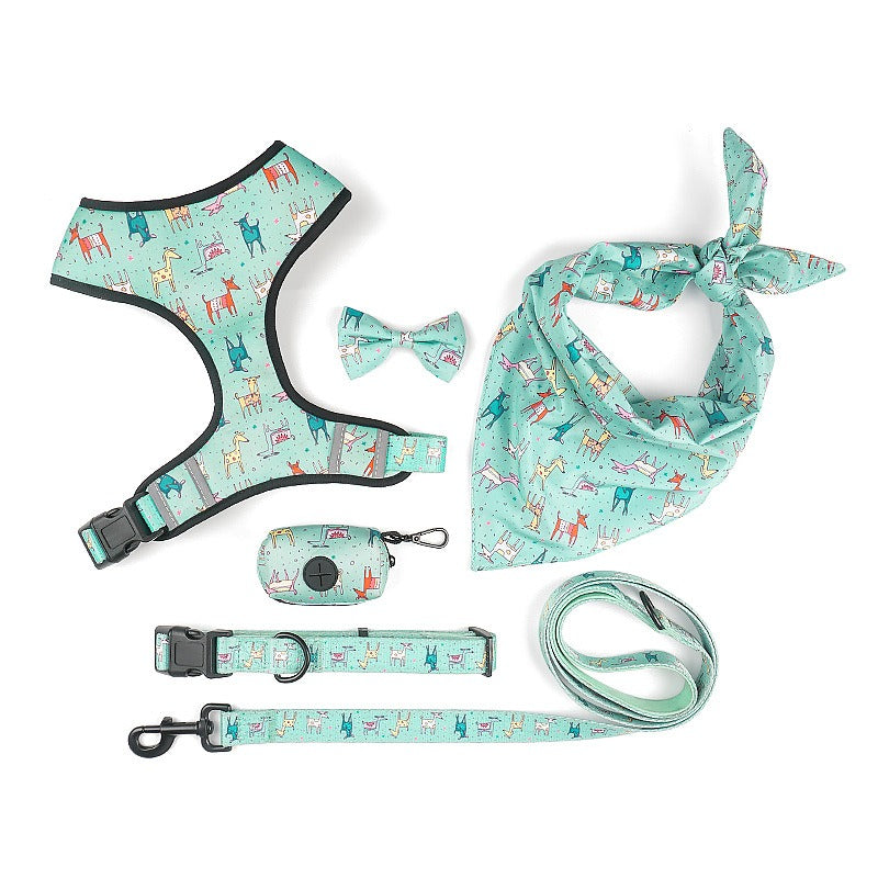 6-Piece Printed Dog Harness Set