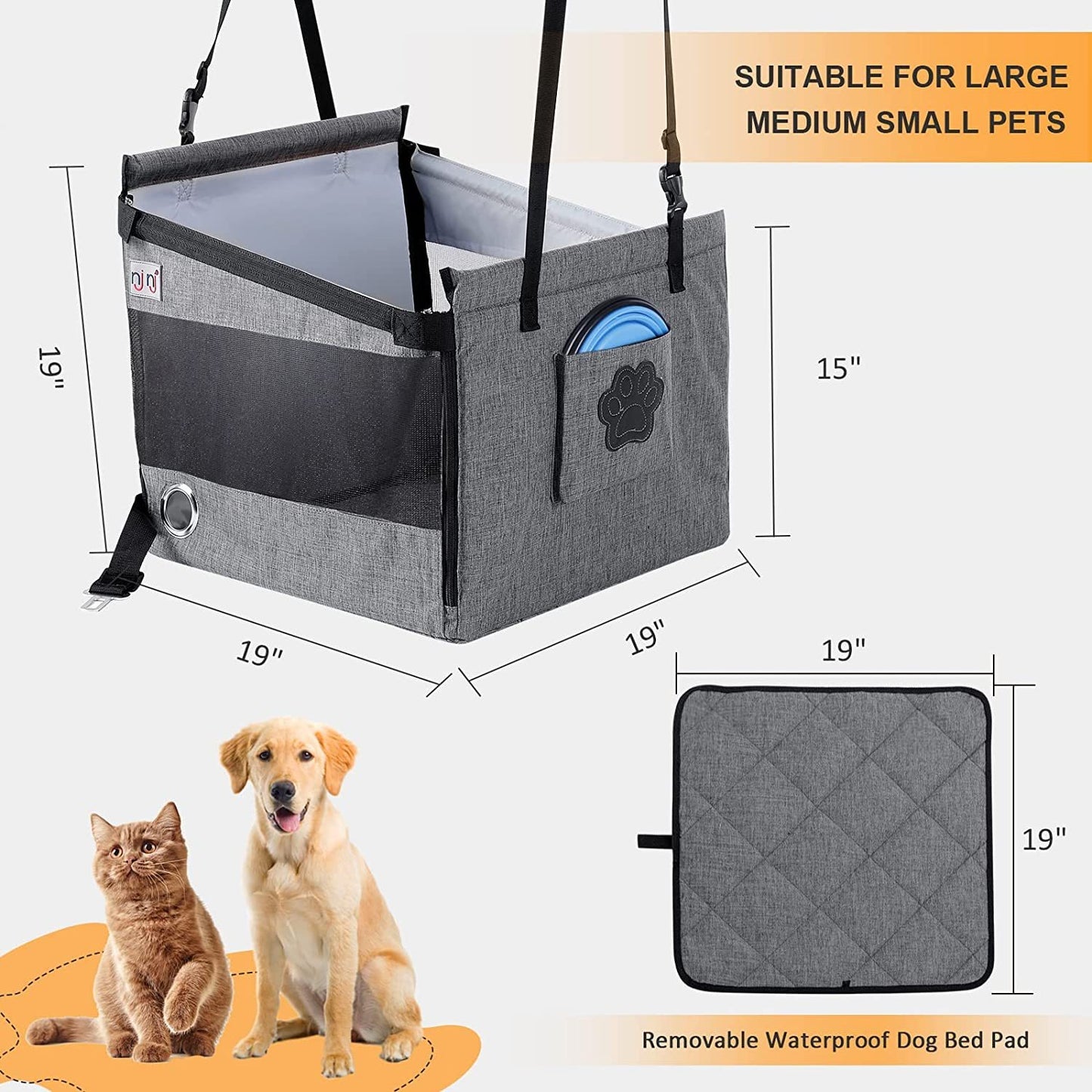 Waterproof Rear Car Dog Basket - Protective Travel Cage