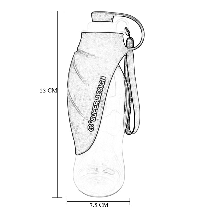 Leaf-Shaped Travel Water Bottle for Dogs & Cats - Portable 580ml Capacity