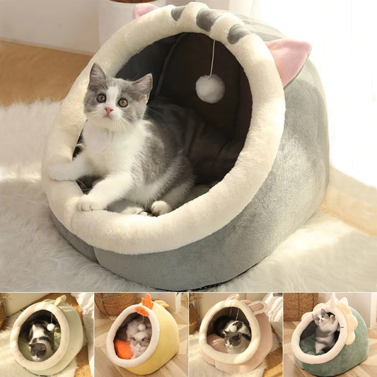 Cozy Warm Cat & Kitten Bed - Super Soft Lounging Cave