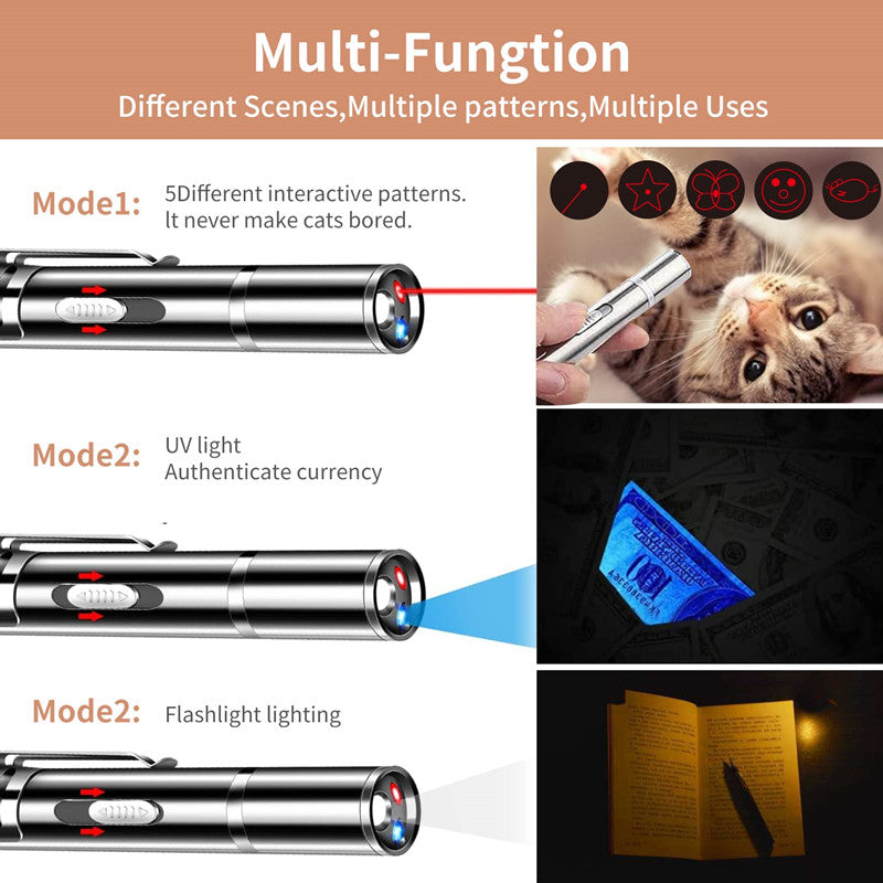 USB Rechargeable Laser Cat Toy - Interactive Light Patterns