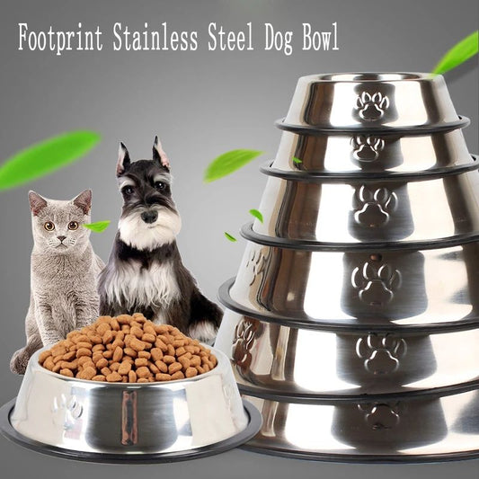 Non-Slip Stainless Steel Pet Bowls - 6 Durable Size Options