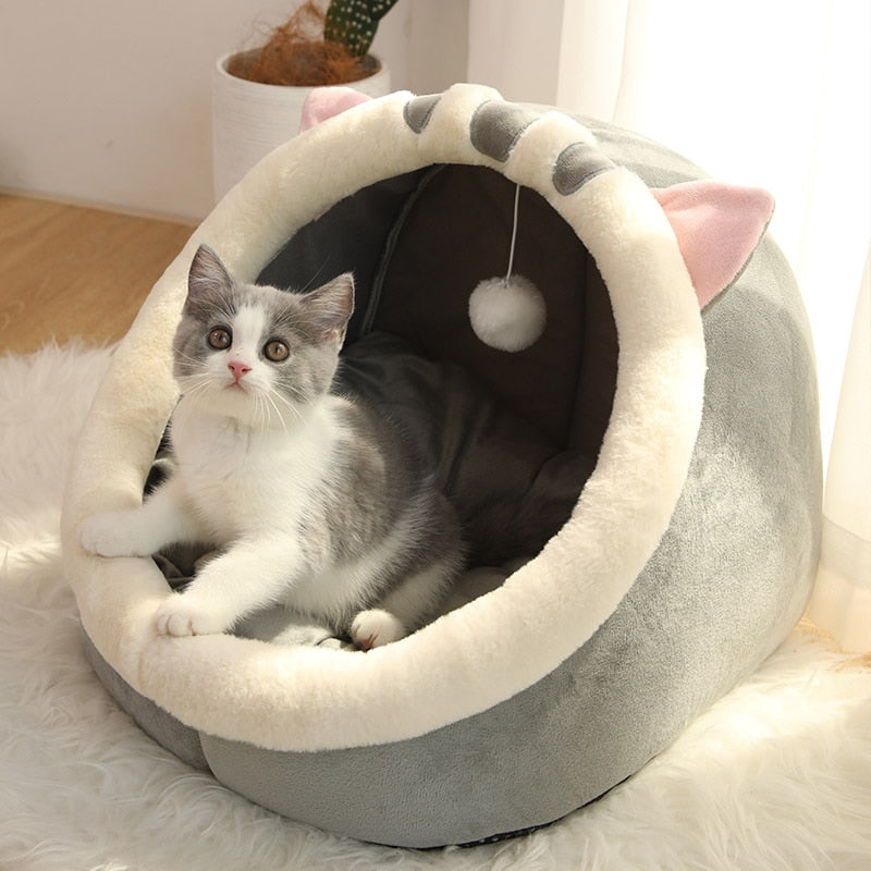 Cozy Warm Cat & Kitten Bed - Super Soft Lounging Cave