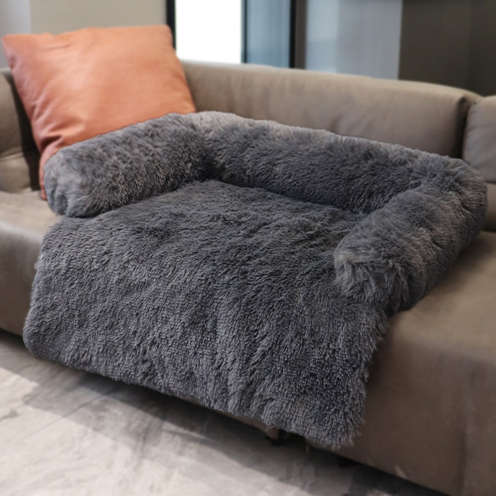 Plush Winter Dog Sofa Bed with Removable Cover Option