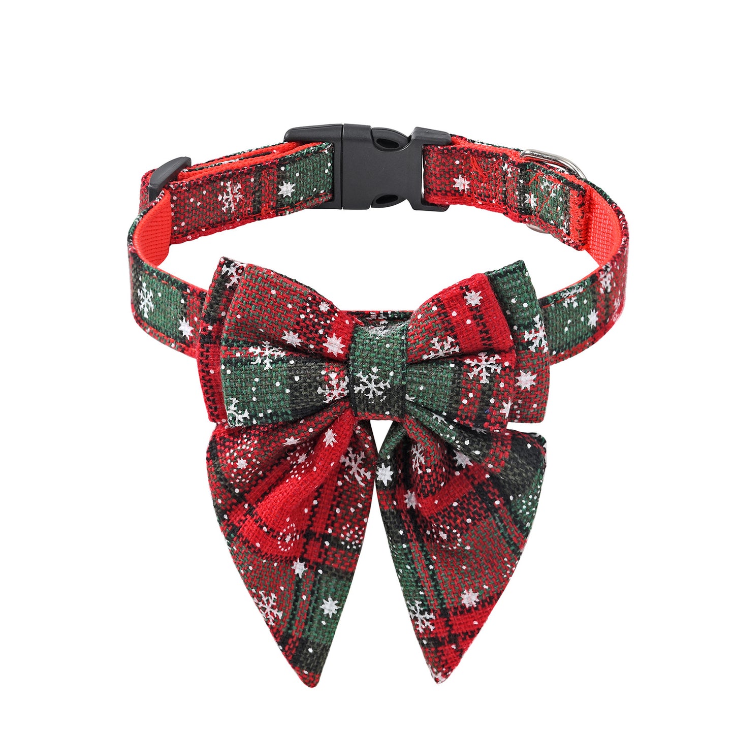 Pet Cat And Dog Collar Christmas Snowflake Red Bow Collar Small Medium And Large Dog Collar