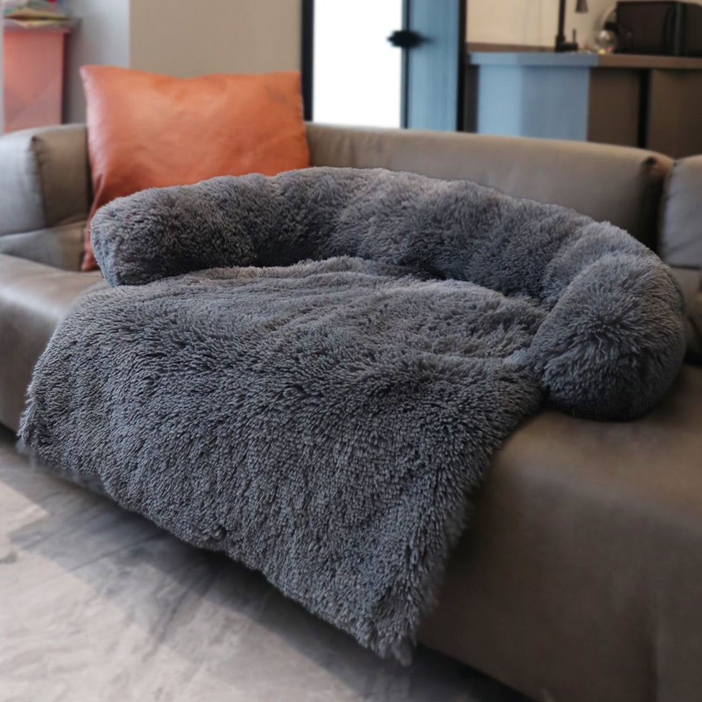 Plush Winter Dog Sofa Bed with Removable Cover Option