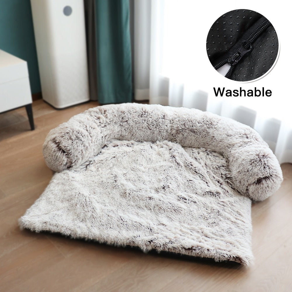 Plush Winter Dog Sofa Bed with Removable Cover Option