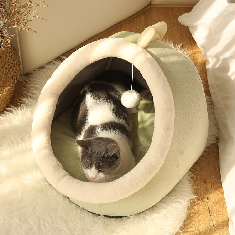 Cozy Warm Cat & Kitten Bed - Super Soft Lounging Cave